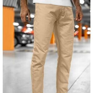 Denim & Co. Tan Khaki Slacks Chinos Brushed Twill Work Pant Sz 34 Classic Preppy